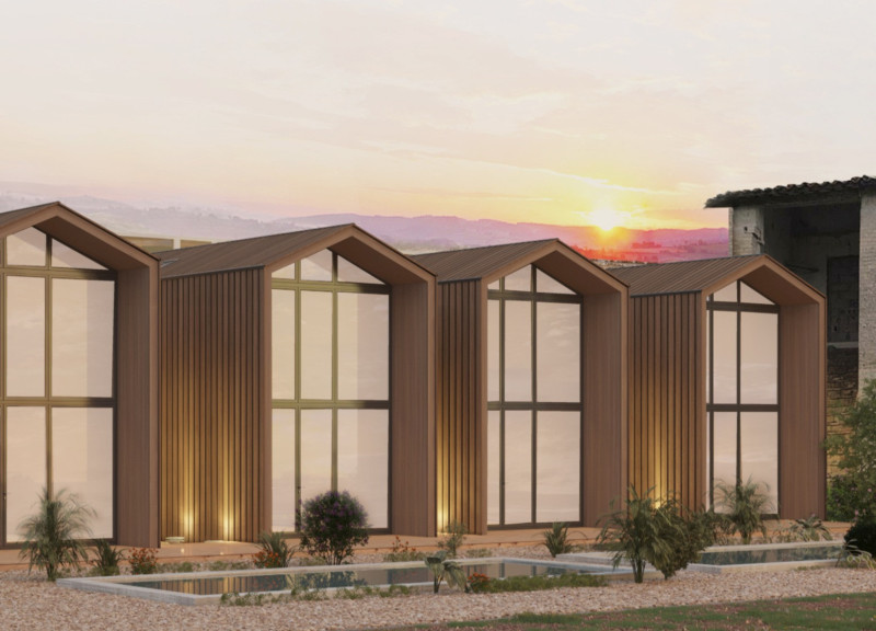 Timber Gable-Roof Retreat Embracing Sustainable Practices in a Serene Italian Landscape