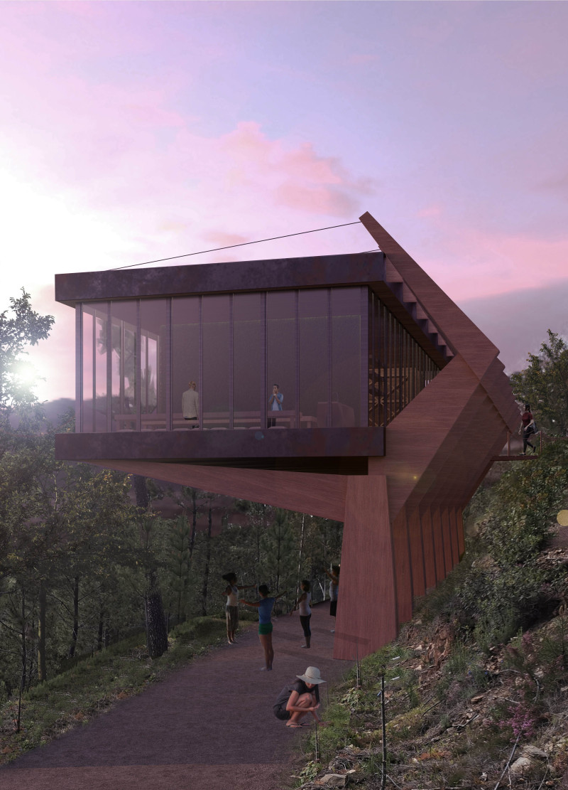 Tapering Forms and Green Walls in a Nature-Focused Wellness Retreat