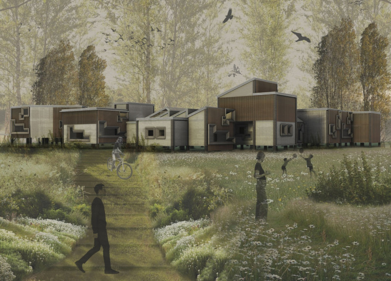 Fire-Resistant Units with Corrugated Metal and Timber Frames for Flexible Living