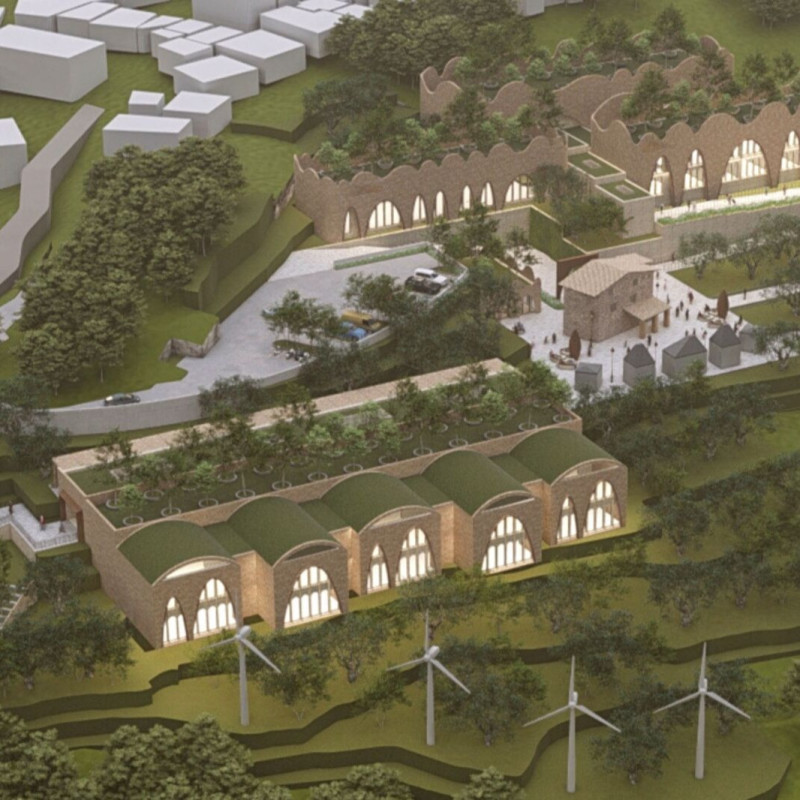 Catenary Curves and Green Roofs in a Community Wellness Center