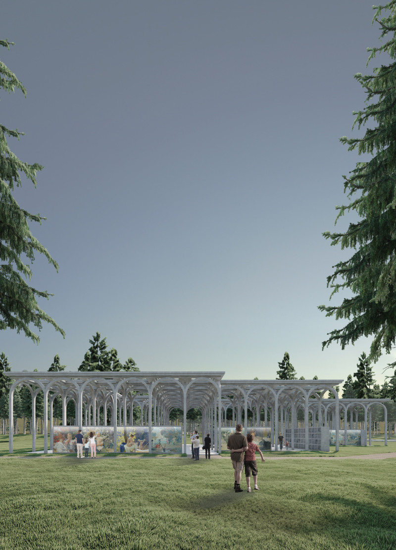 Granite Niches Framed by Serene Greenery in a Respectful Memorial Space