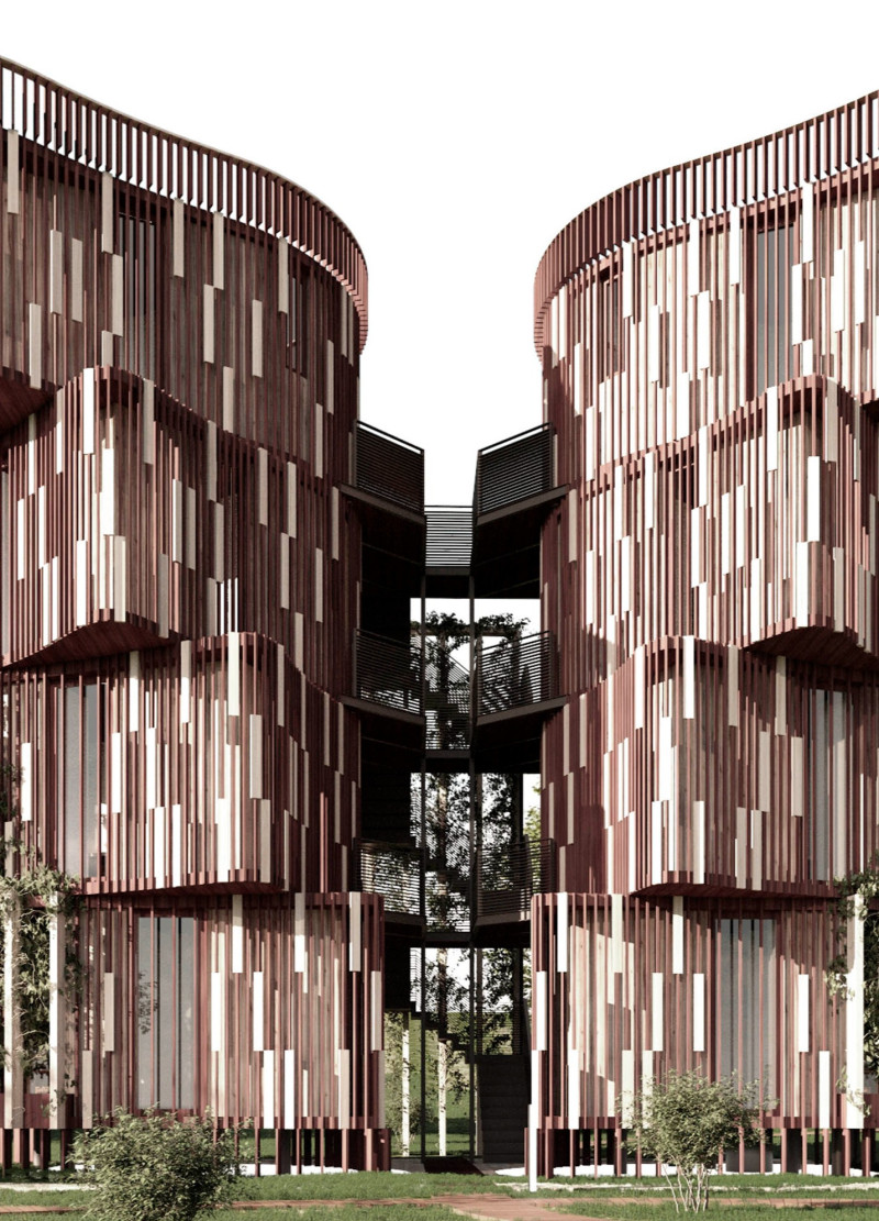 Protruding Volumes and Versatile Spaces in Sustainable Wood Housing