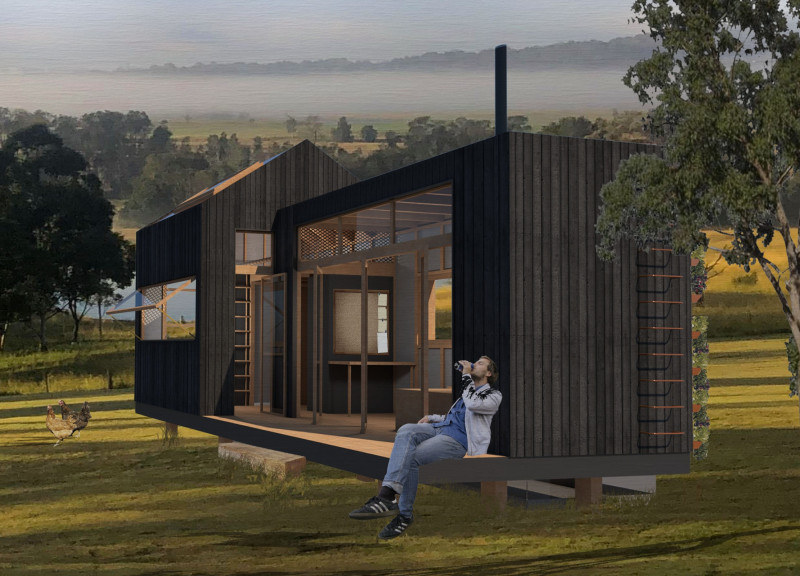 Charred Timber Cladding and Copper Details in a Sustainable Community Habitat