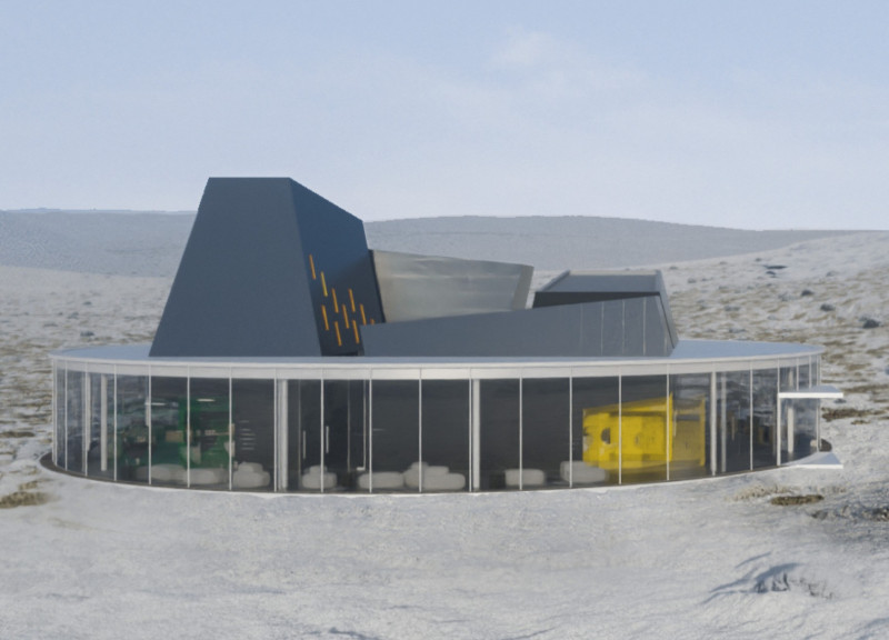 Boulders Wrapped in Transparent Shell for a Visitor Center Experience