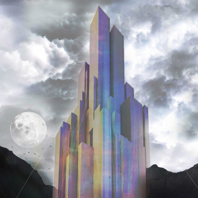 Hovering Acrylic Memorial with Herb Beds and Bismuth Inspiration