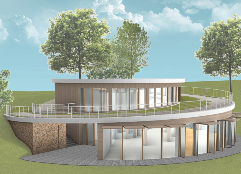 Courtyard Design Featuring Spiral Form and Sustainable Wood Elements