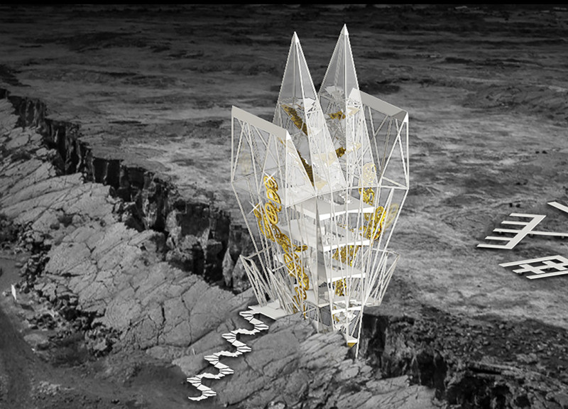 Dynamic Structure Supported by Spider Paws with Integrated Earth Clock