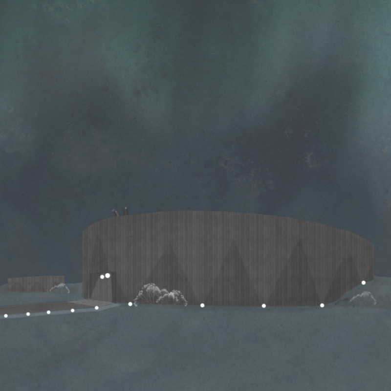 Elevated Viewing Platforms Embracing Black Wood in Geological Landscape