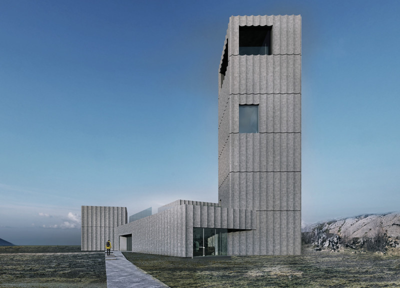 Rainwater Harvesting Green Roof with Geothermal Energy Integration and Scenic Viewing Platform