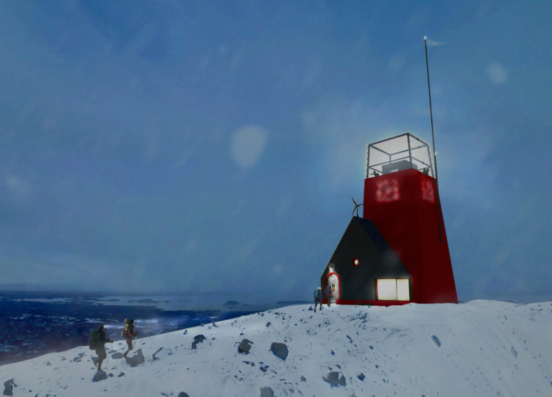 Guiding Light from Corrugated Steel and Gabled Roof in Iceland’s Landscape