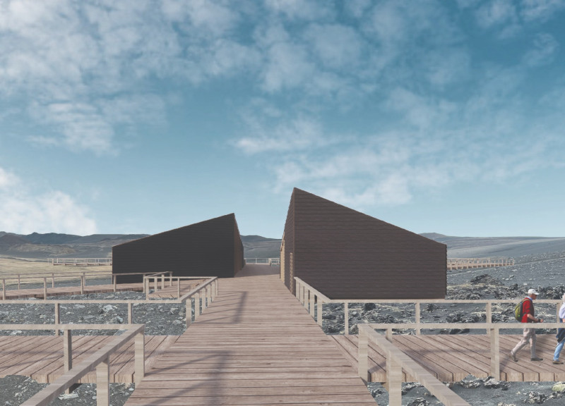 Engaging Observation Deck at Volcanic Landscape with Natural Materials