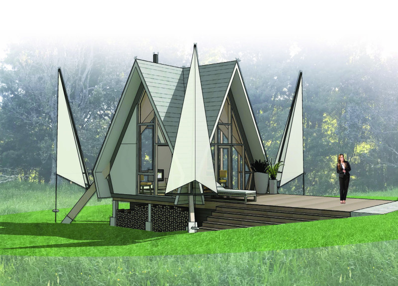 Cork Flooring and Fabric Sails Enhance a Tranquil Meditation Sanctuary