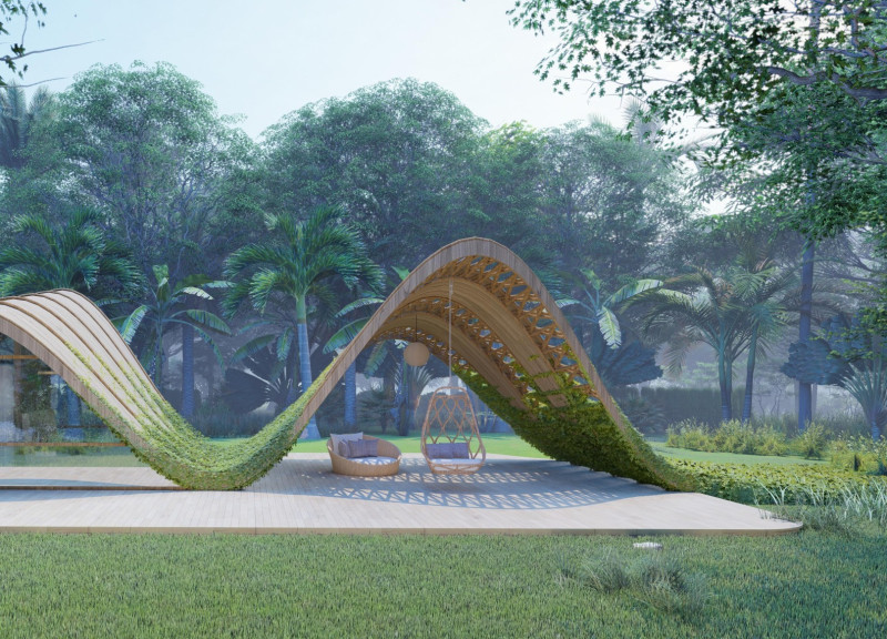 Bamboo Hideouts Enhanced by Natural Ventilation and Enclosed Green Spaces