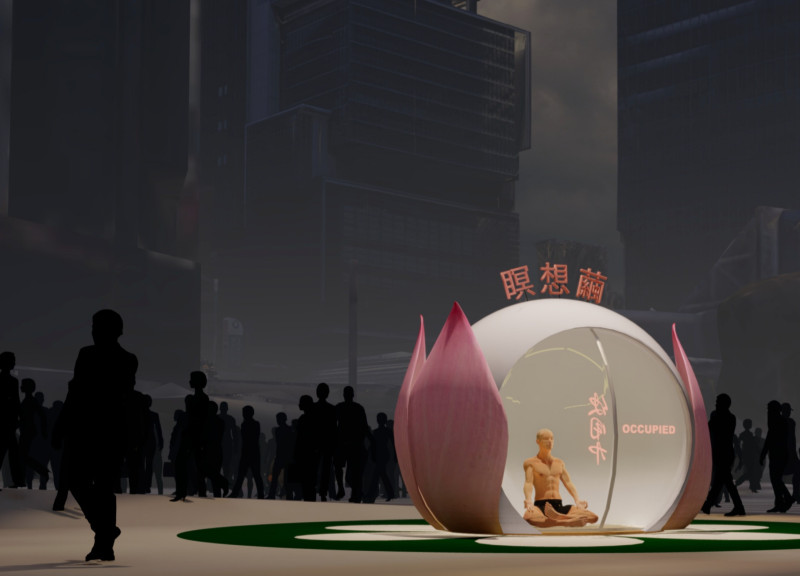 Lotus-Inspired Space with Polycarbonate Privacy and Sound Isolation