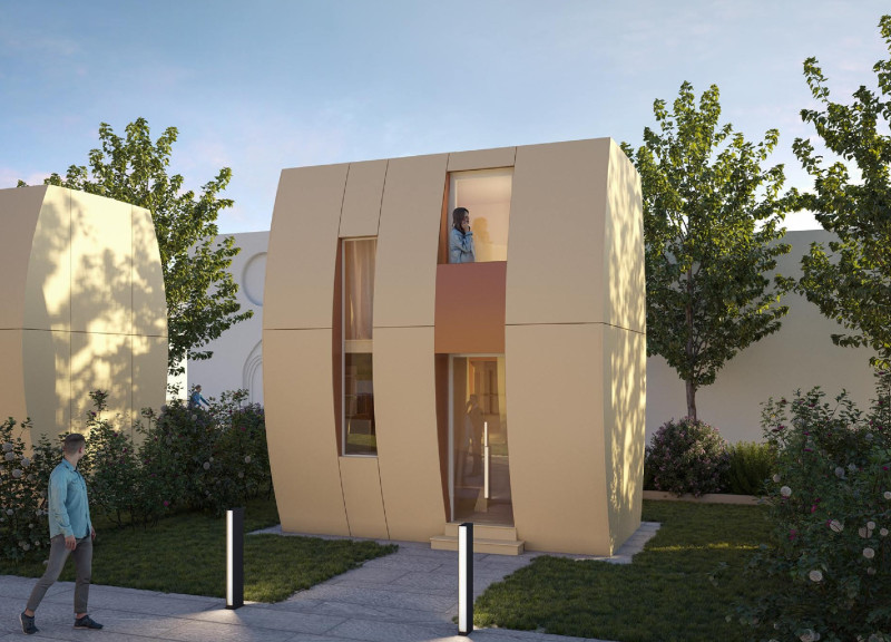 Curved Walls and Lamellar Wood Crafted for Resilient Urban Living