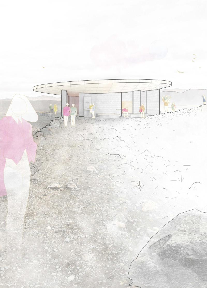 Rammed Concrete Walls Inviting Exploration in Volcanic Terrain