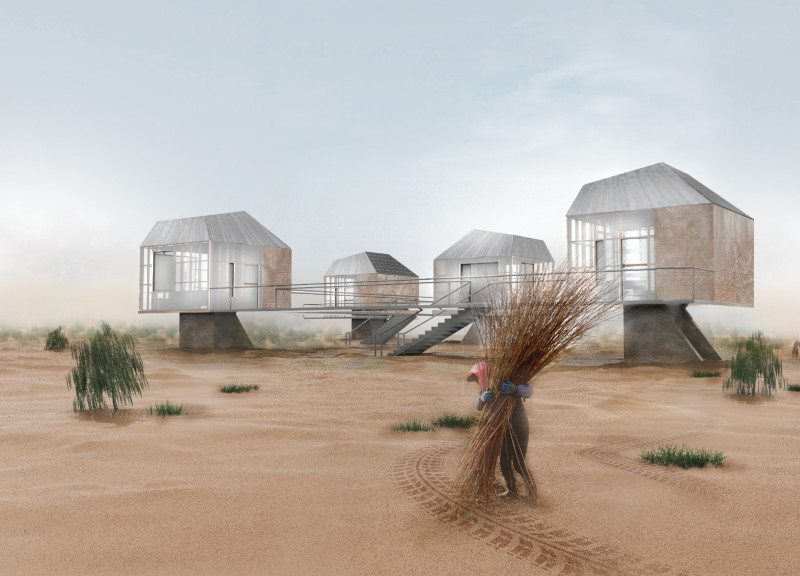Earthen Walls and Polycarbonate Shelters for Desert Living