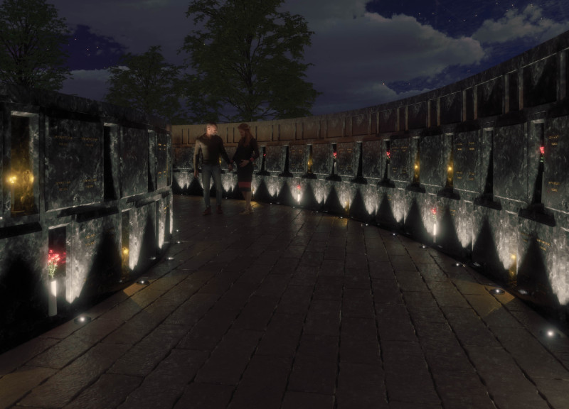 Curved Walls of Nordic Granite Envelop Intimate Spaces for Reflection