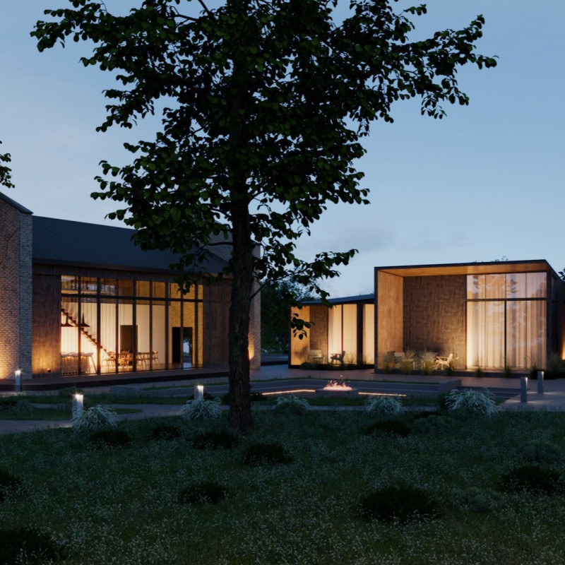 Public Terraces with Existing Materials Integrate Community Spaces Amid Natural Landscapes