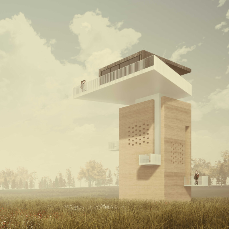 Raw Earth Walls and Cantilevered Platforms in a Natural Refuge