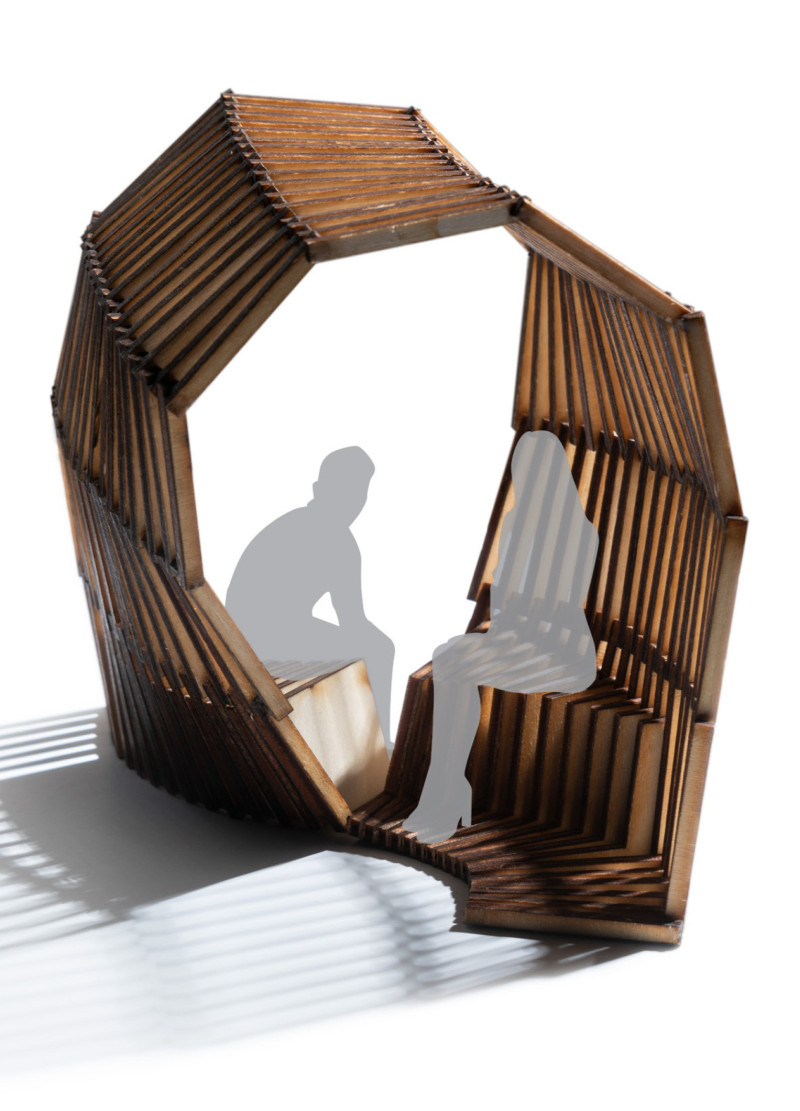 Twisted Shell Structure Offering Urban Refuge