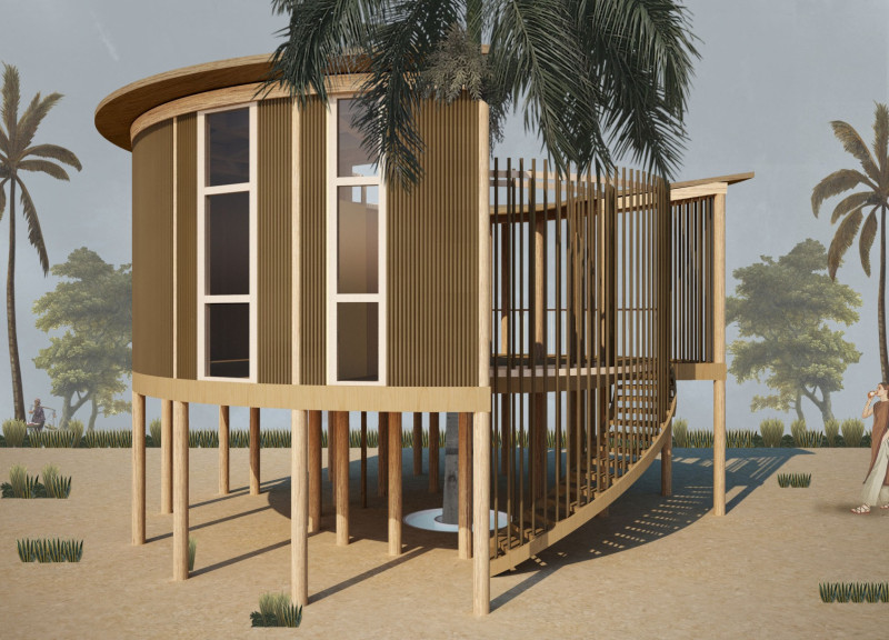 Bamboo-Culmed Retreat Elevated over Nature's Oasis