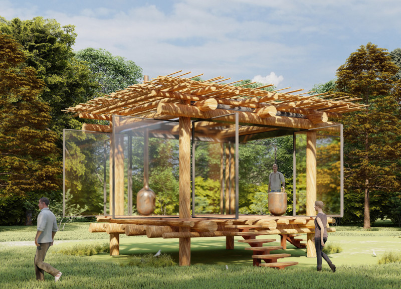 Natural Bamboo Integration in a Timber Meditative Retreat