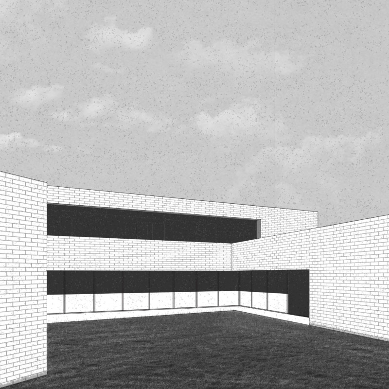 Brick Facade with Inviting Courtyard for Healing and Reflection