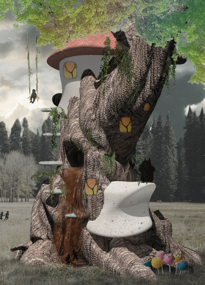 Imaginary Spaces Enriched with Childhood Symbols and Playful Color Schemes