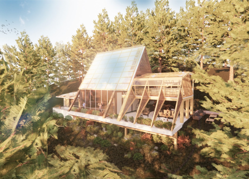 Solar-Powered Community Hub Featuring Integrated Creeper Plants