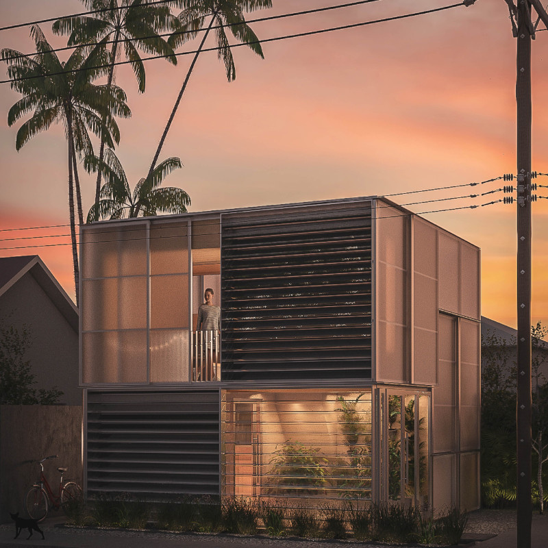 Charred Wooden Facades and Green Roofs in Efficient Modular Living Solutions