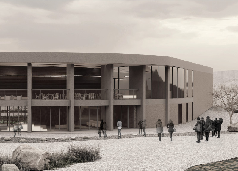 Vertical Farming Greenhouse with Concrete Walls and Natural Light