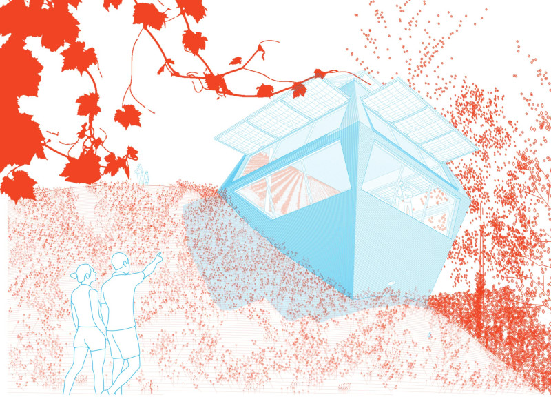 Embedded Concrete Structure Offering Panoramic Vineyard Views