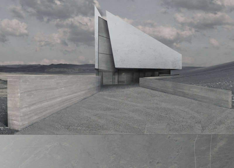 Dark Tuff Roof Reflecting Tectonic Movement in a Community Café