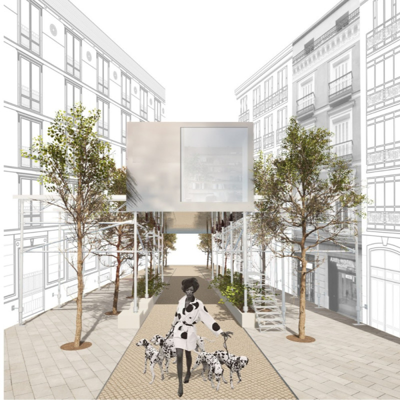 Reflective Micro Homes Elevated on Scaffolded Framework