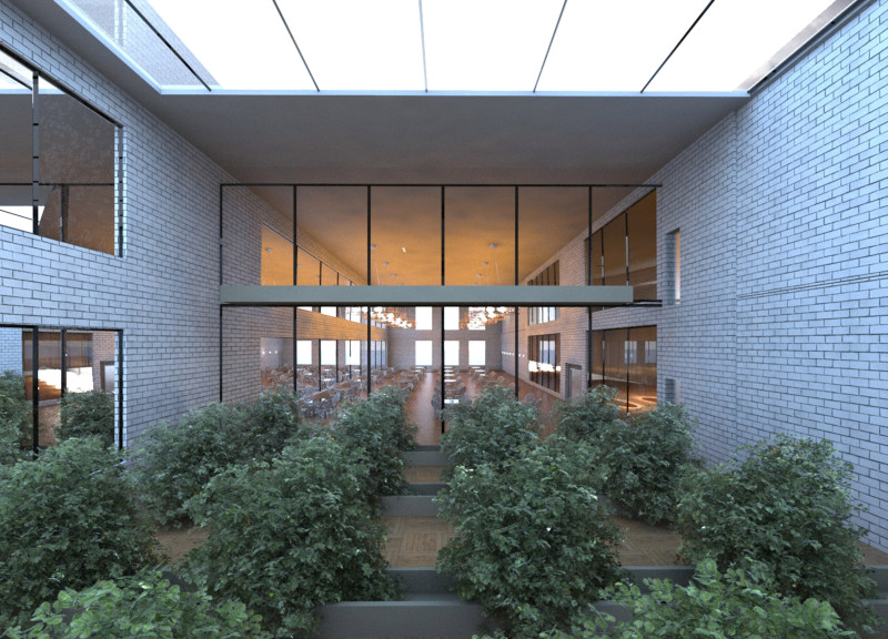 Greenhouse Integration with Fire-Resistant Materials in Community Hall Design