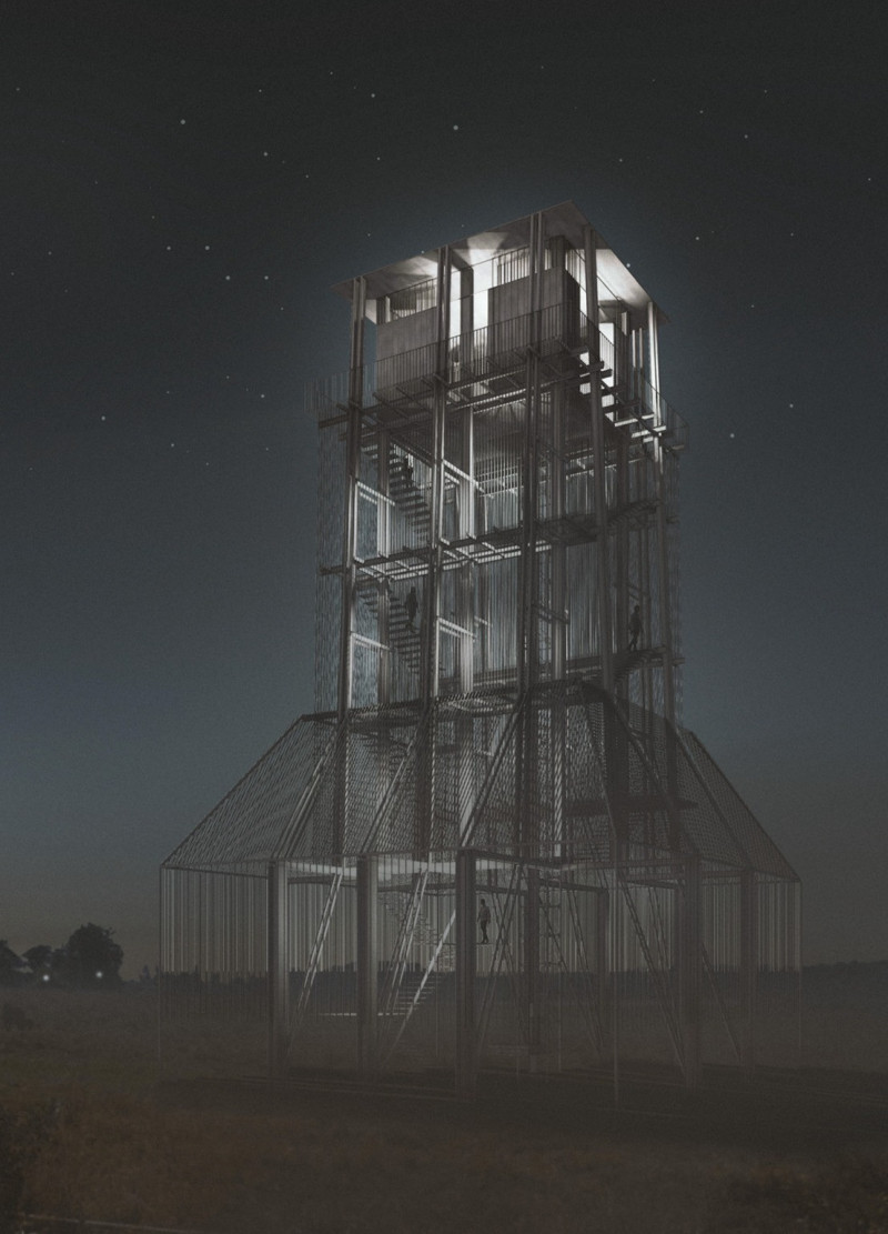 Metal Structure Offering Panoramic Views and Nature Refuge