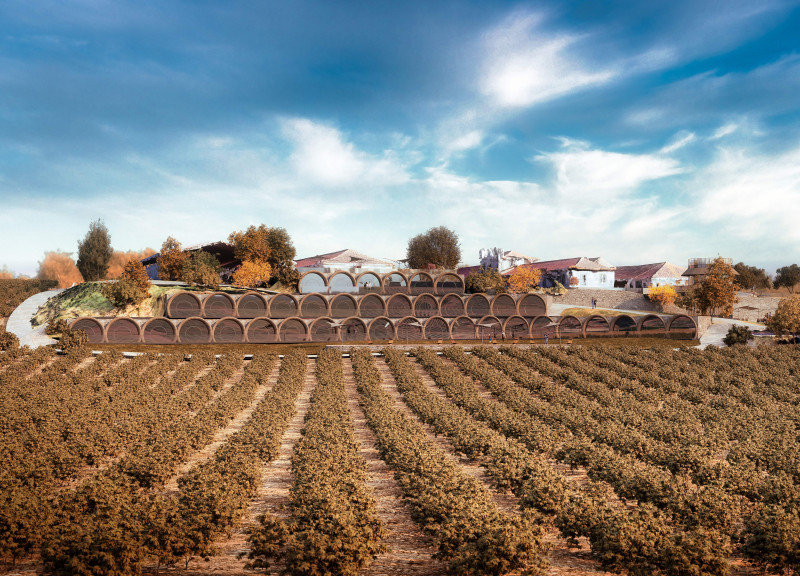 Circular Building Offering Panoramic Views Amidst Tiered Terraces