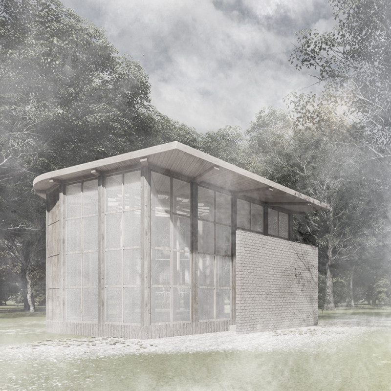 Circular Windows and Baksia Wood in a Sanctuary for Contemplation