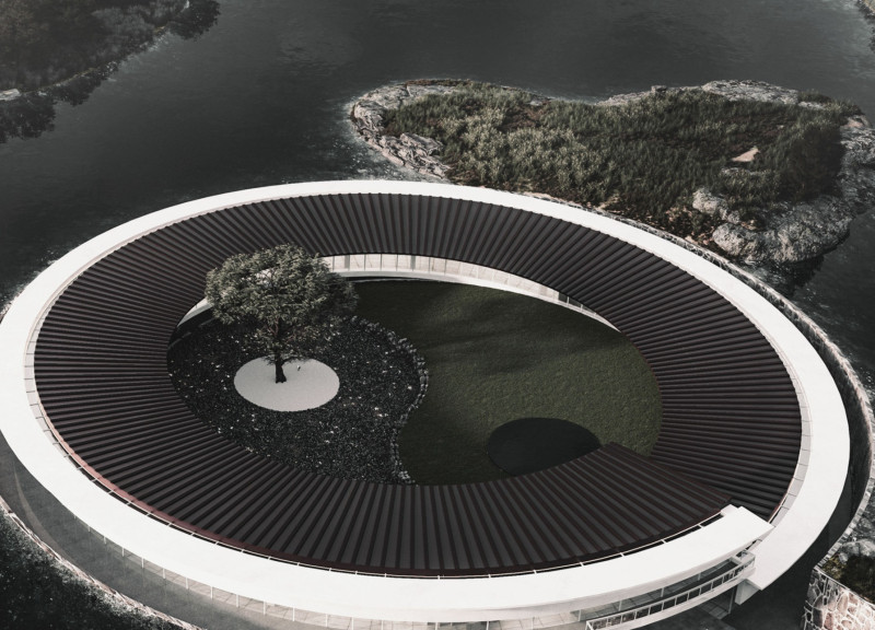 Cyclical Healing Space Emphasizing Natural Elements and Tranquil Reflection