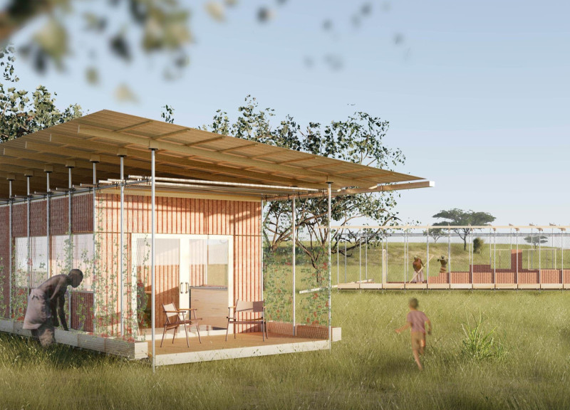 Modular Housing Crafted from Recycled Wood Blocks with Photovoltaic Roofing for Sustainable Living