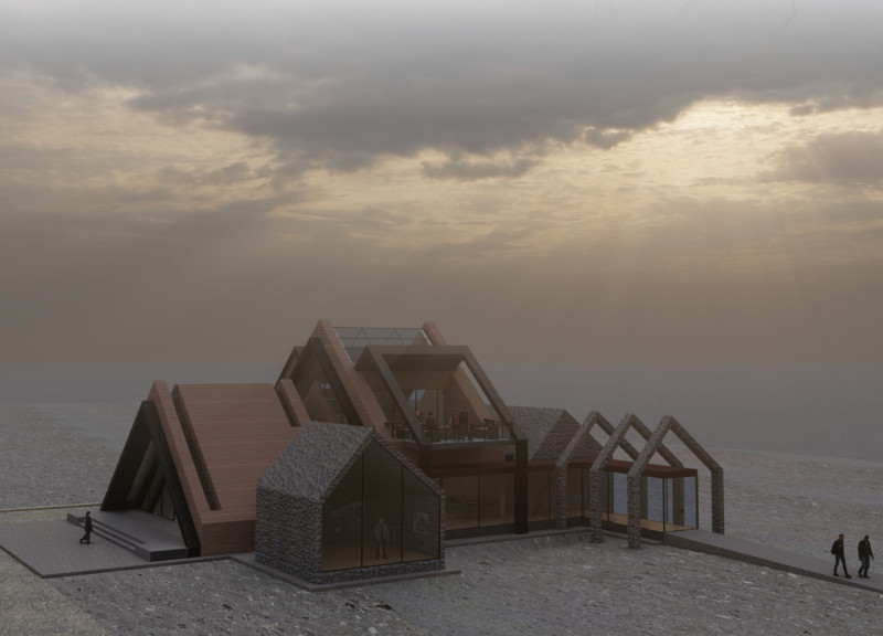 Turf Overlay and Stone Mass in a Community Gathering Space