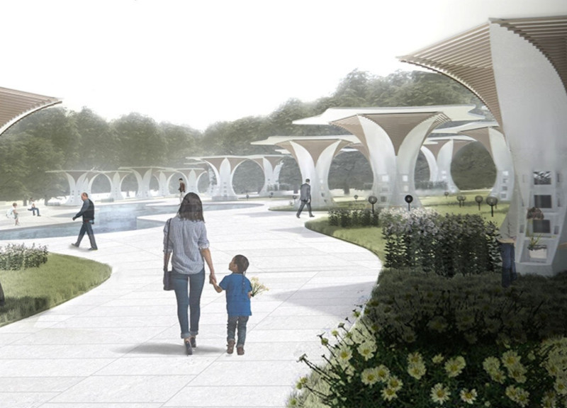 Candle Pockets and White Granite Embrace in a Reflective Memorial