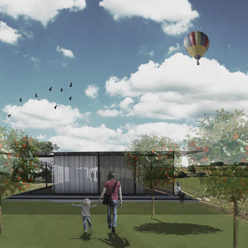 Cubic Structure Embracing Parasol Elements in a Coastal Wine Pavilion