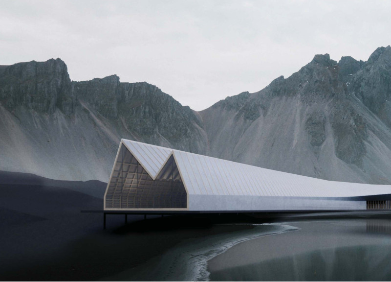 Polycarbonate Panels Enveloping a Plant Corridor in a Sustainable Dining Experience