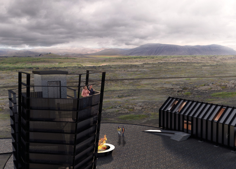 Tectonic Views Framed by Steel Exoskeleton and Concrete in Icelandic Landscape