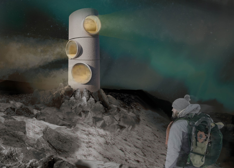 Rotating Concrete Levels Embracing Natural Views of Hverfjall