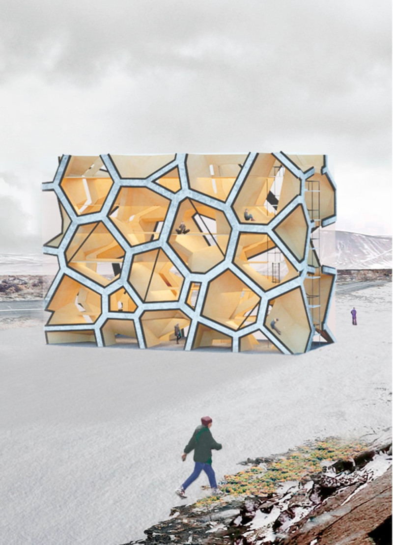 White Steel Structure Overlooking Tectonic Landscape