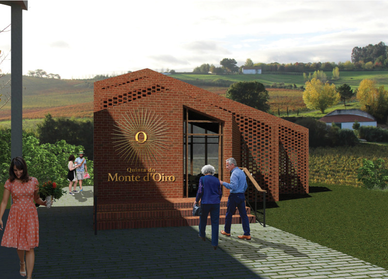 Brick and Steel Structure Framing Expansive Vineyard Views