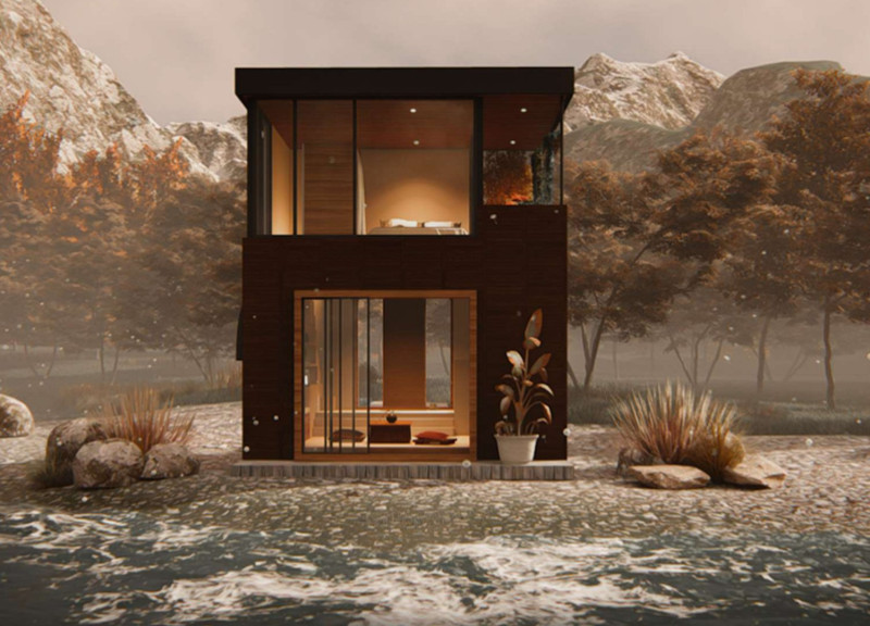 Rainwater Harvesting and Butterfly Roof Ties Microhome to Nature